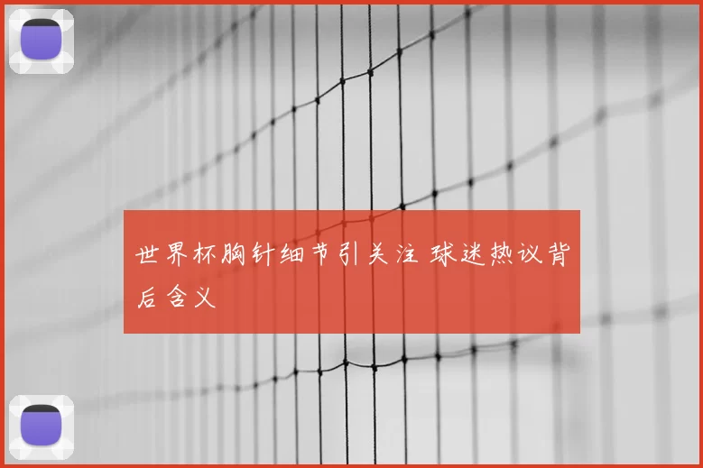 世界杯胸针细节引关注 球迷热议背后含义